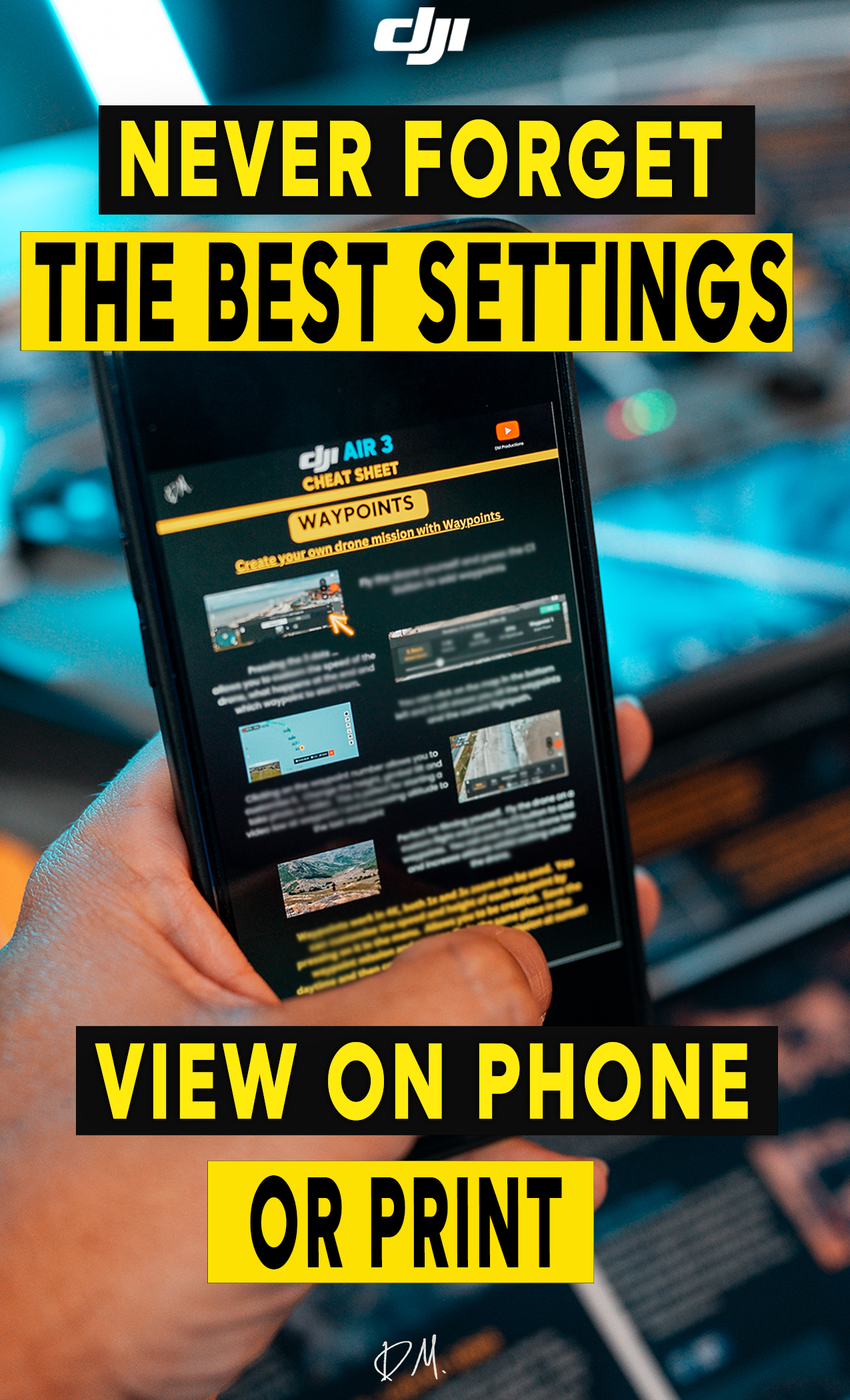 DJI Air 3 CHEAT SHEETS - FLY APP SETTINGS