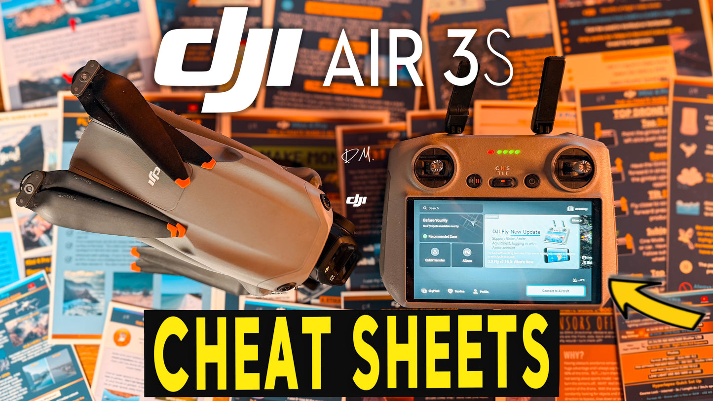 DJI Air 3S CHEAT SHEETS - FLY APP SETTINGS