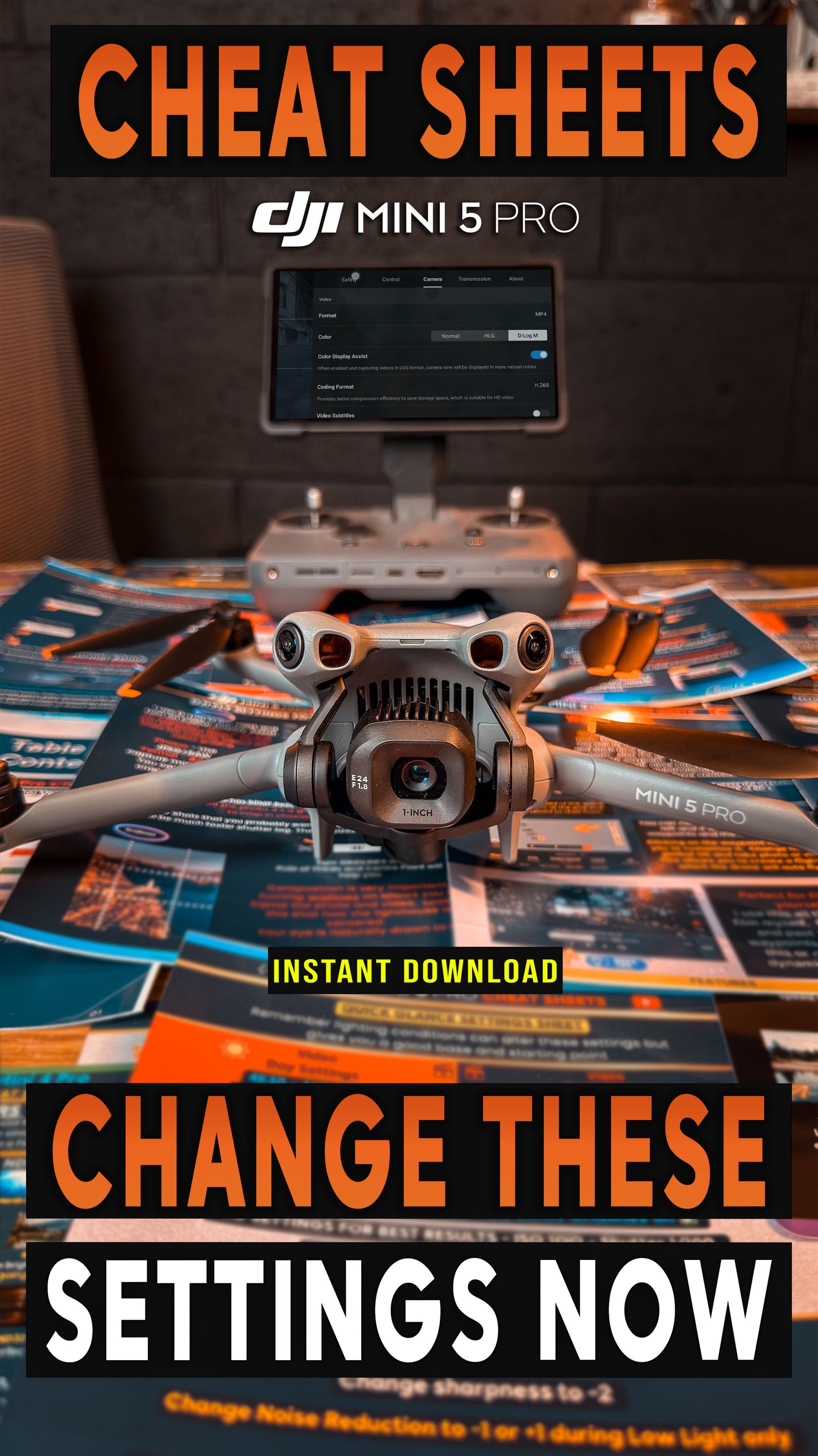 DJI Mini 5 Pro CHEAT SHEETS - FLY APP SETTINGS (Digital)