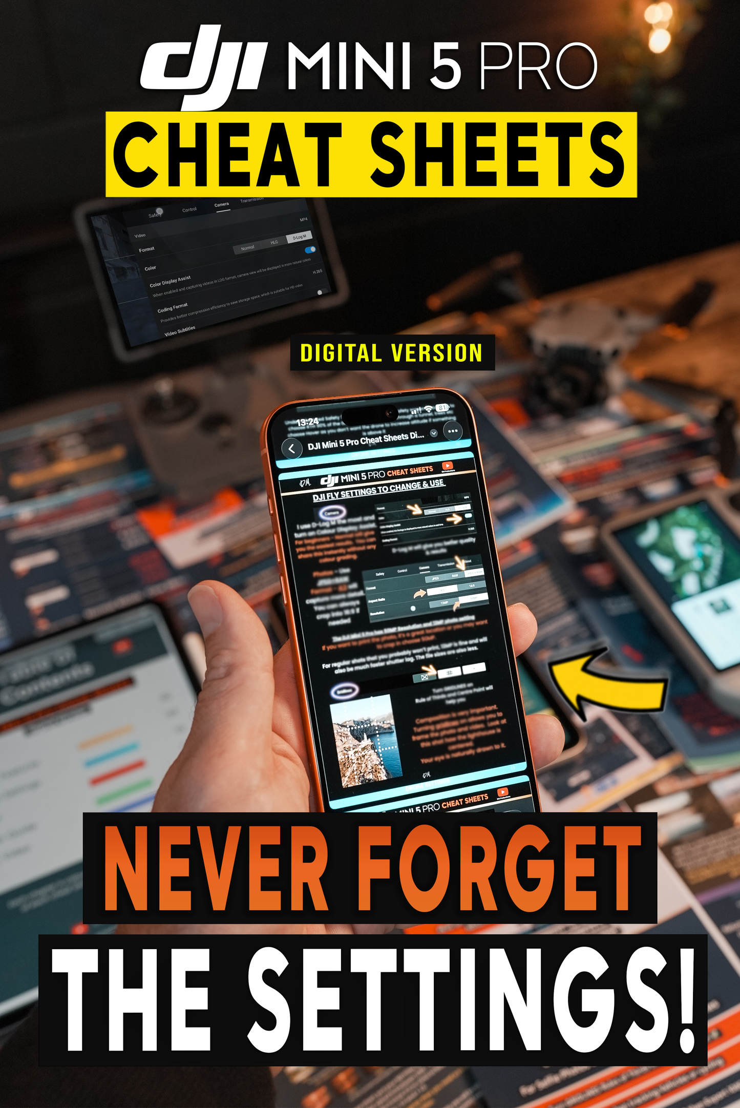 DJI Mini 5 Pro CHEAT SHEETS - FLY APP SETTINGS (Digital)
