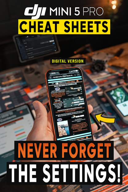 DJI Mini 5 Pro CHEAT SHEETS - FLY APP SETTINGS (Digital)